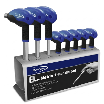 BluePoint BLWBS8, 8PC T-Wrench Ball End Hex Key Set (Metric, MM)
